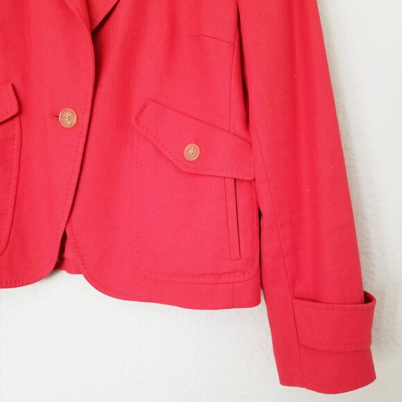 Talbots Cotton Linen Blend Blazer Jacket Women 12P Red Coral Single Button $169 - Picture 14 of 16